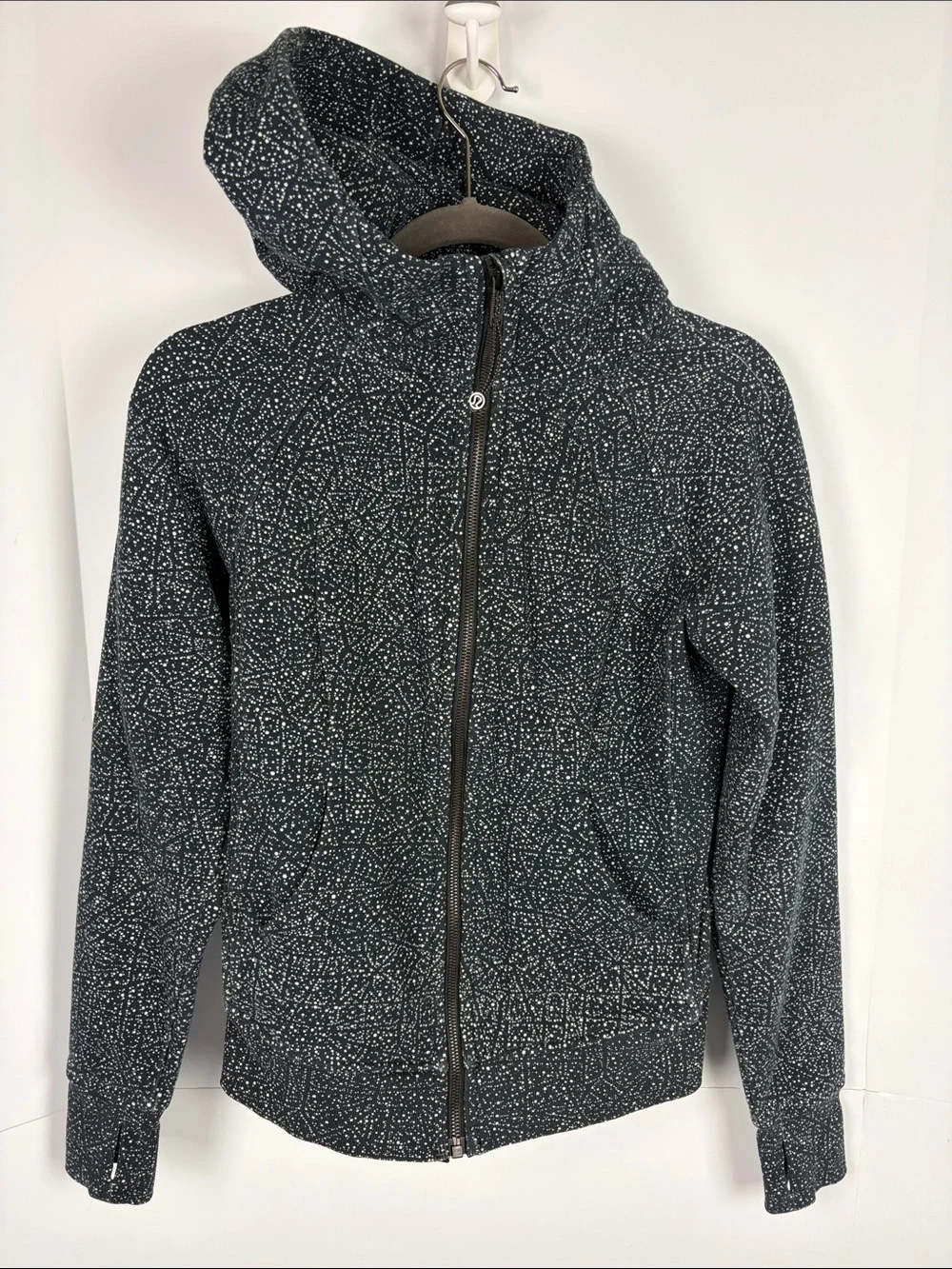 Lululemon Scuba Hoodie 4 Night View White Black Cotton Fleece Full Zip